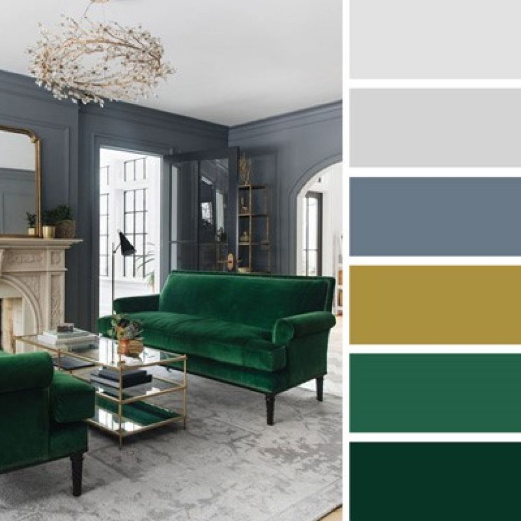 ترکیب رنگ سبز و رنگ طوسی در دکوراسیون داخلی